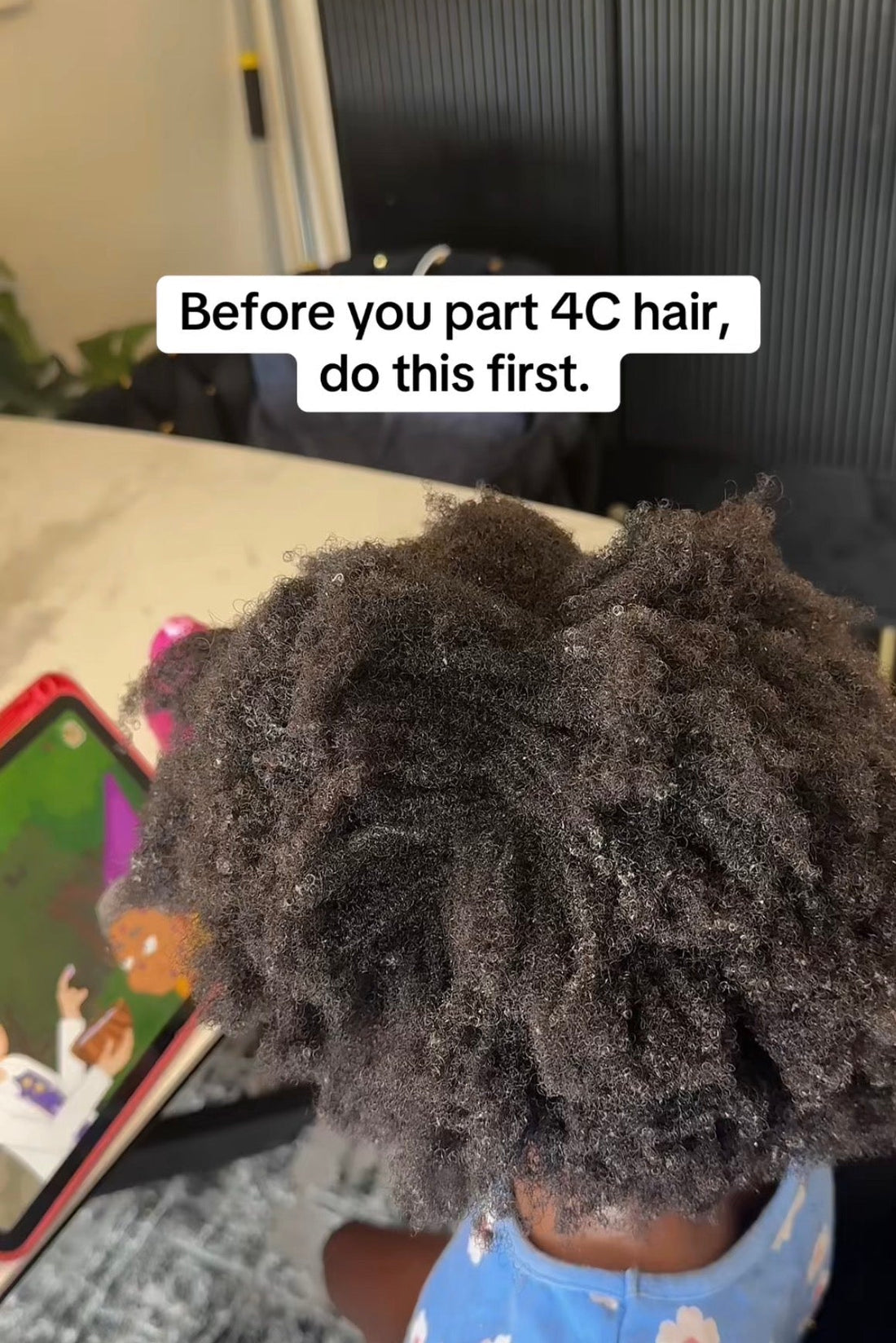 how to part thick 4C hair