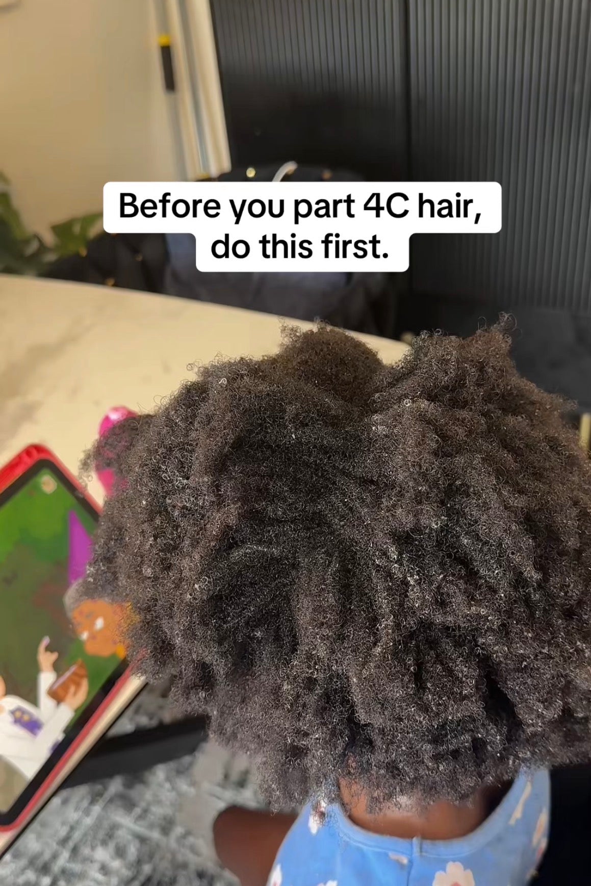 how to part thick 4C hair