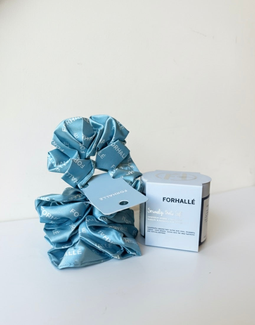 Blue mummy and me scrunchie with whipped hair butter