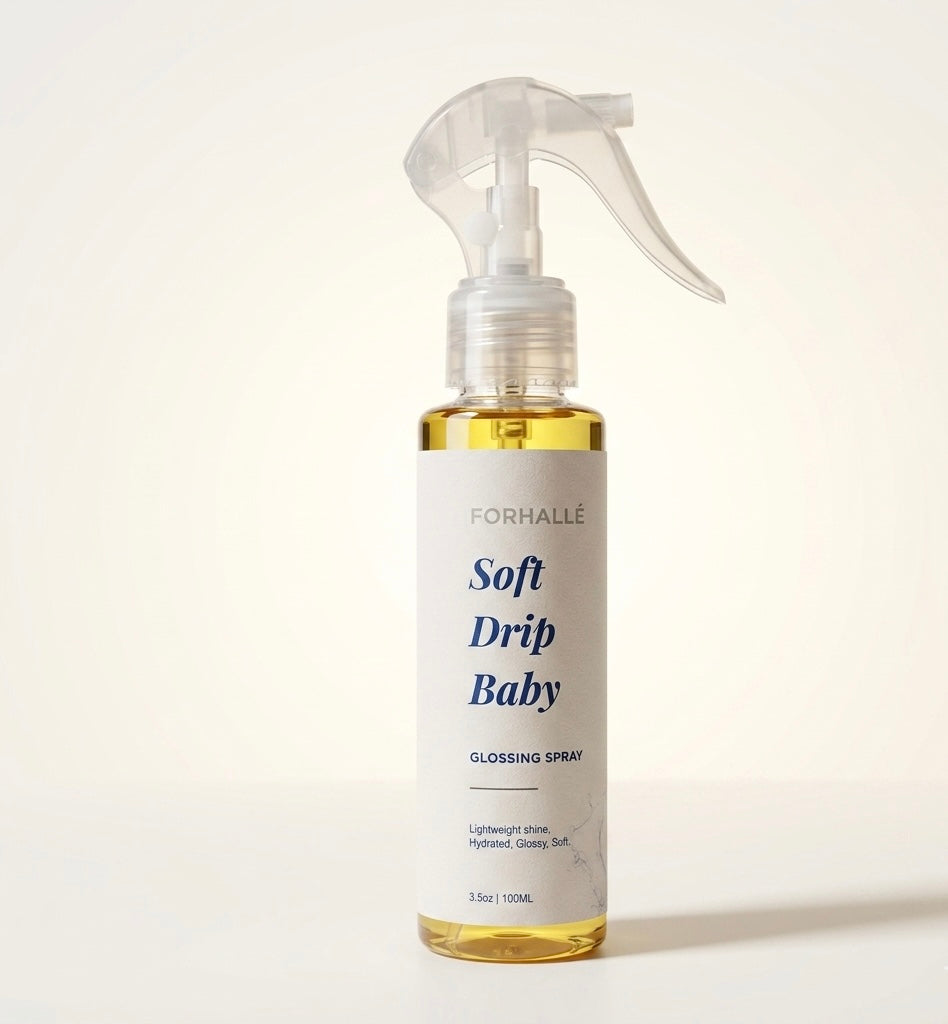 natural hair glossing spray applied to 4c kids hair  Soft Drip Baby by FORHALLE