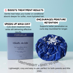 Blue heat cap with packaging labeled 'Forhallé' on a light blue background to boost moisture on curly hair